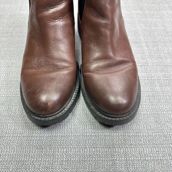 Coach Lyden Boots 10B Brown Ankle Logo Tag Pull On Leather - Picture 2 of 8